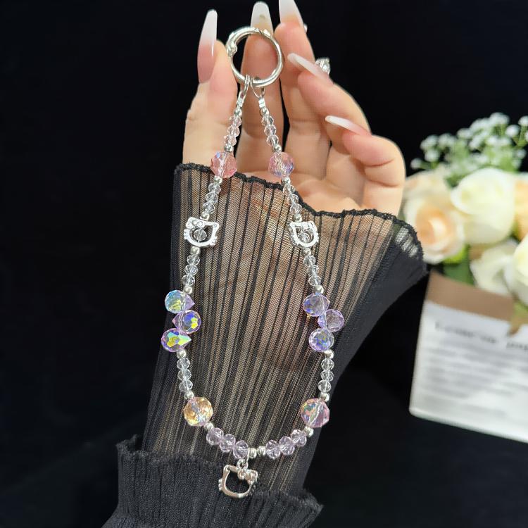 Alloy Cat Crystal Necklace, Pink, Blue