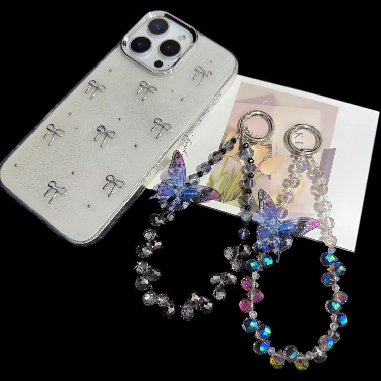 Three-Dimensional Butterfly Crystal Necklace, Pink, Blue