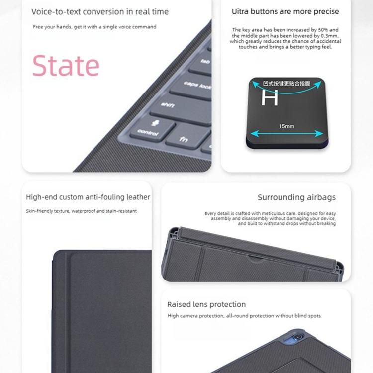 Split Bluetooth Backlit Keyboard Magnetic Four Corner Airbag Protective Case, For iPad Air 13 2025 / 2024 / Pro 12.9