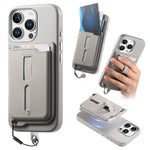 Detachable Magnetic Card Bag Phone Case with Finger Ring Grip & Anti-loss Rope, For iPhone 14, For iPhone 14 Pro, For iPhone 14 Pro Max