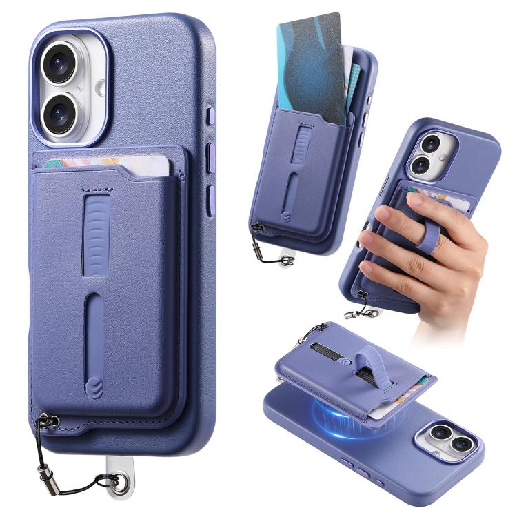 Detachable Magnetic Card Bag Phone Case with Finger Ring Grip & Anti-loss Rope, For iPhone 17e / 16e, For iPhone 17 Pro Max, For iPhone 17 Pro, For iPhone 17, For iPhone Air, For iPhone 16 Plus