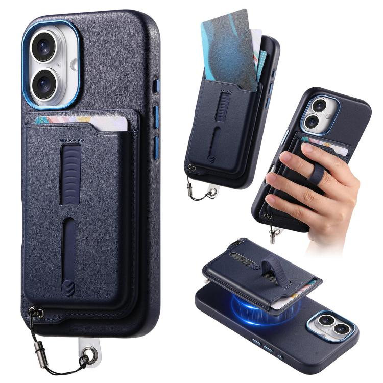 Detachable Magnetic Card Bag Phone Case with Finger Ring Grip & Anti-loss Rope, For iPhone 17e / 16e, For iPhone 17 Pro Max, For iPhone 17 Pro, For iPhone 17, For iPhone Air, For iPhone 16 Plus