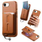 Detachable Magnetic Card Bag Phone Case with Finger Ring Grip & Anti-loss Rope, For iPhone 17e / 16e, For iPhone 17 Pro Max, For iPhone 17 Pro, For iPhone 17, For iPhone Air, For iPhone 16 Plus