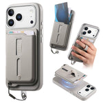 Detachable Magnetic Card Bag Phone Case with Finger Ring Grip & Anti-loss Rope, For iPhone 17e / 16e, For iPhone 17 Pro Max, For iPhone 17 Pro, For iPhone 17, For iPhone Air, For iPhone 16 Plus