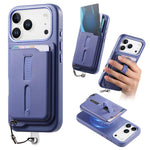 Detachable Magnetic Card Bag Phone Case with Finger Ring Grip & Anti-loss Rope, For iPhone 17e / 16e, For iPhone 17 Pro Max, For iPhone 17 Pro, For iPhone 17, For iPhone Air, For iPhone 16 Plus