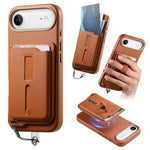 Detachable Magnetic Card Bag Phone Case with Finger Ring Grip & Anti-loss Rope, For iPhone 17e / 16e, For iPhone 17 Pro Max, For iPhone 17 Pro, For iPhone 17, For iPhone Air, For iPhone 16 Plus