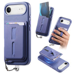 Detachable Magnetic Card Bag Phone Case with Finger Ring Grip & Anti-loss Rope, For iPhone 17e / 16e, For iPhone 17 Pro Max, For iPhone 17 Pro, For iPhone 17, For iPhone Air, For iPhone 16 Plus