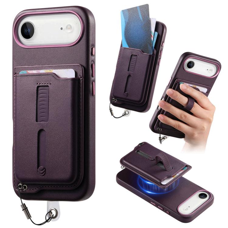 Detachable Magnetic Card Bag Phone Case with Finger Ring Grip & Anti-loss Rope, For iPhone 17e / 16e, For iPhone 17 Pro Max, For iPhone 17 Pro, For iPhone 17, For iPhone Air, For iPhone 16 Plus