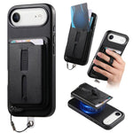 Detachable Magnetic Card Bag Phone Case with Finger Ring Grip & Anti-loss Rope, For iPhone 17e / 16e, For iPhone 17 Pro Max, For iPhone 17 Pro, For iPhone 17, For iPhone Air, For iPhone 16 Plus