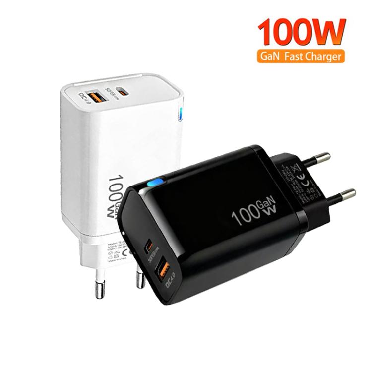 PD47 100W GaN PD Type-C, QC3.0 USB Fully Compatible Protocol Charger, EU Plug, EU Plug