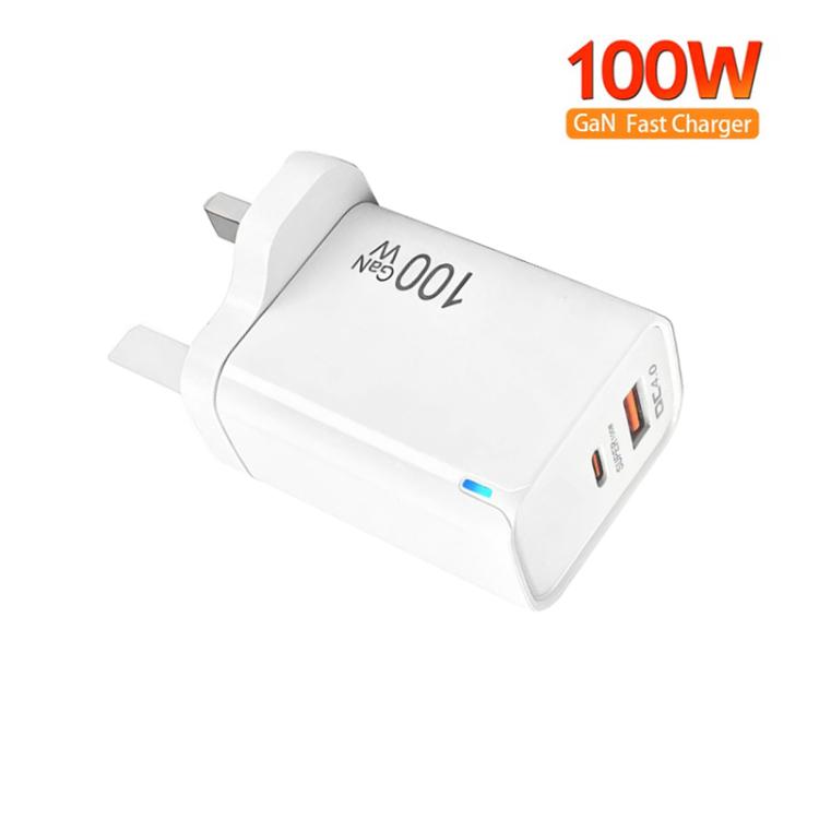 PD47 100W GaN PD Type-C, QC3.0 USB Fully Compatible Protocol Charger, UK Plug, UK Plug