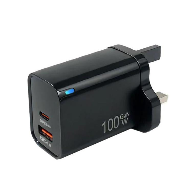 PD47 100W GaN PD Type-C, QC3.0 USB Fully Compatible Protocol Charger, UK Plug, UK Plug