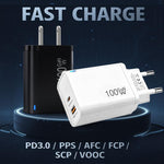 PD47 100W GaN PD Type-C, QC3.0 USB Fully Compatible Protocol Charger, UK Plug, UK Plug