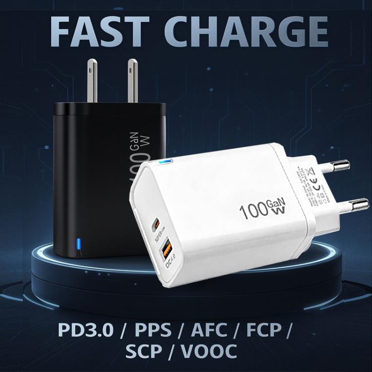 PD47 100W GaN PD Type-C, QC3.0 USB Fully Compatible Protocol Charger, UK Plug, UK Plug