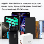 PD47 100W GaN PD Type-C, QC3.0 USB Fully Compatible Protocol Charger, UK Plug, UK Plug