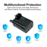 PD47 100W GaN PD Type-C, QC3.0 USB Fully Compatible Protocol Charger, UK Plug, UK Plug