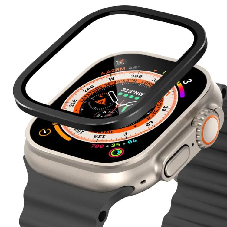 Titanium Metal Frame Tempered Glass Watch Film, For Apple Watch Ultra 49mm