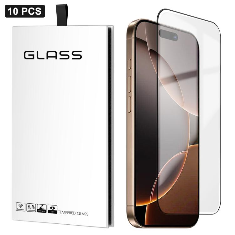 10pcs 0.18mm Ultra-Thin Ultrasonic HD Screen-Printed High-Aluminium Thick-Gel Tempered Glass Film, For iPhone 17e / 16e, For iPhone 17 Pro Max, For iPhone 17 Pro, For iPhone 17, For iPhone Air, For iPhone 16 Pro Max, For iPhone 16 Pro, For iPhone 16 Pl...