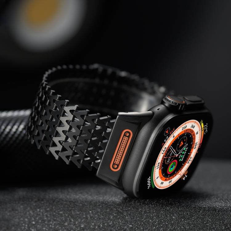 Long-skeleton W-Type Magnetic Stainless Steel Watch Band, For Apple Watch 46mm / 49mm / 45mm / 44mm