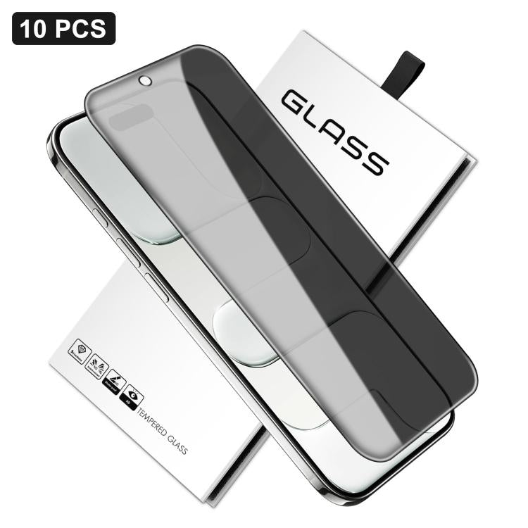 10pcs 360-Degree Privacy Silk-Screen Print Large Curved Edge High-Aluminium Tempered Glass Film, For iPhone 17e / 16e, For iPhone 17 Pro Max, For iPhone 17 Pro, For iPhone 17, For iPhone Air, For iPhone 16 Pro Max, For iPhone 16 Pro, For iPhone 16 Plus...