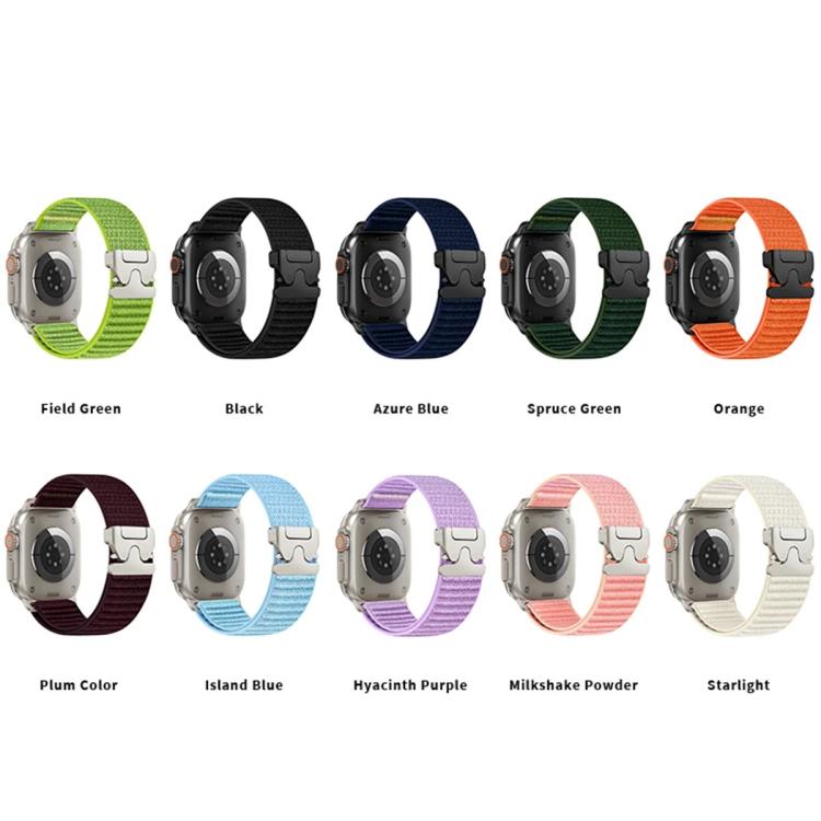 Parachute Buckle Mountain Pattern Woven Nylon Metal Tip Watch Band, For Apple Watch 46mm / 49mm / 45mm / 44mm, For Apple Watch 42mm / 41mm / 40mm / 38mm