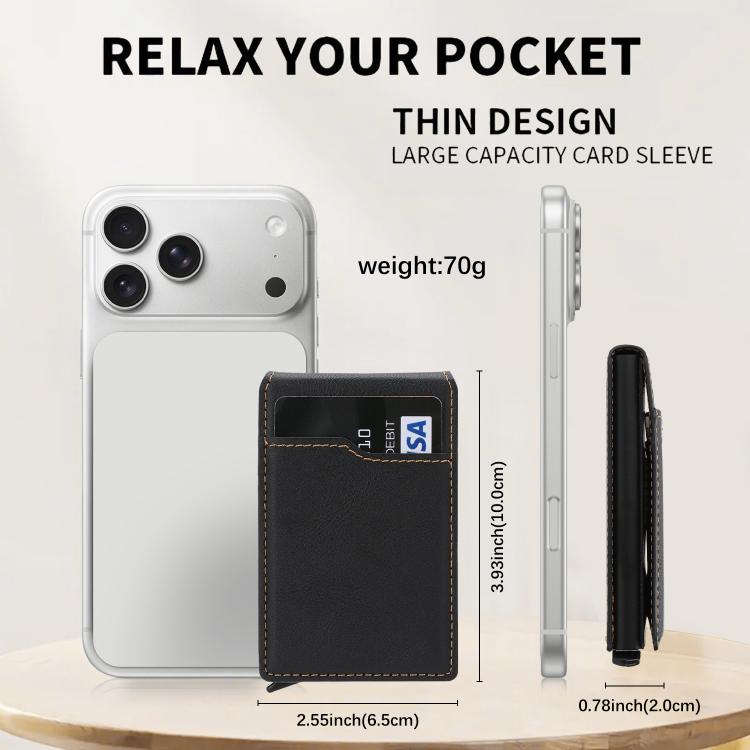 Magnetic Alloy Ring Vegan Leather Card Bag
