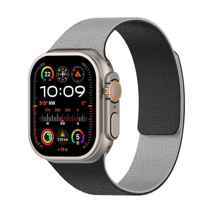 Color-blocking Litchi Texture Magnetic Silicone Watch Band, For Apple Watch 46mm / 49mm / 45mm / 44mm, For Apple Watch 42mm / 41mm / 40mm / 38mm