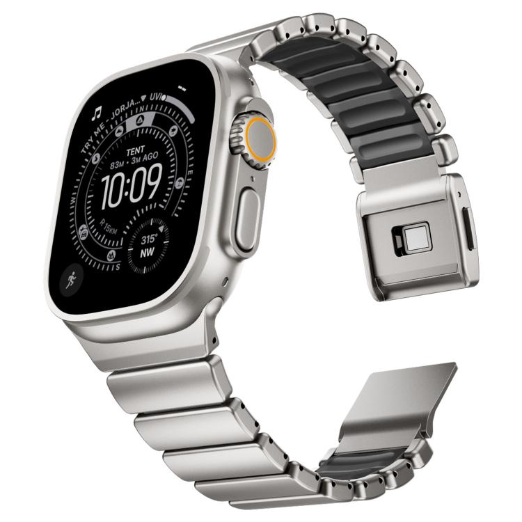 Magnetic Buckle Single-Bead Silicone Stainless Steel Watch Band, For Apple Watch 46mm / 49mm / 45mm / 44mm