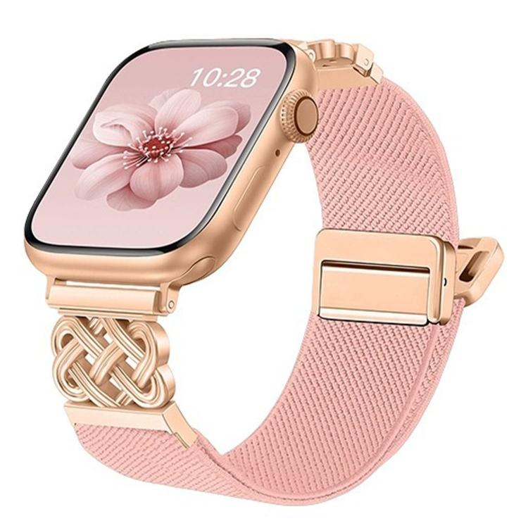 Chinese Knot Magnetic Buckle Twill Stretch Nylon Watch Band, For Apple Watch 49mm / 46mm / 45mm / 44mm, For Apple Watch 42mm / 41mm / 40mm / 38mm