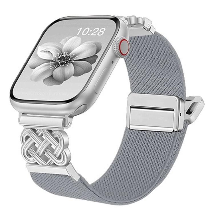 Chinese Knot Magnetic Buckle Twill Stretch Nylon Watch Band, For Apple Watch 49mm / 46mm / 45mm / 44mm, For Apple Watch 42mm / 41mm / 40mm / 38mm