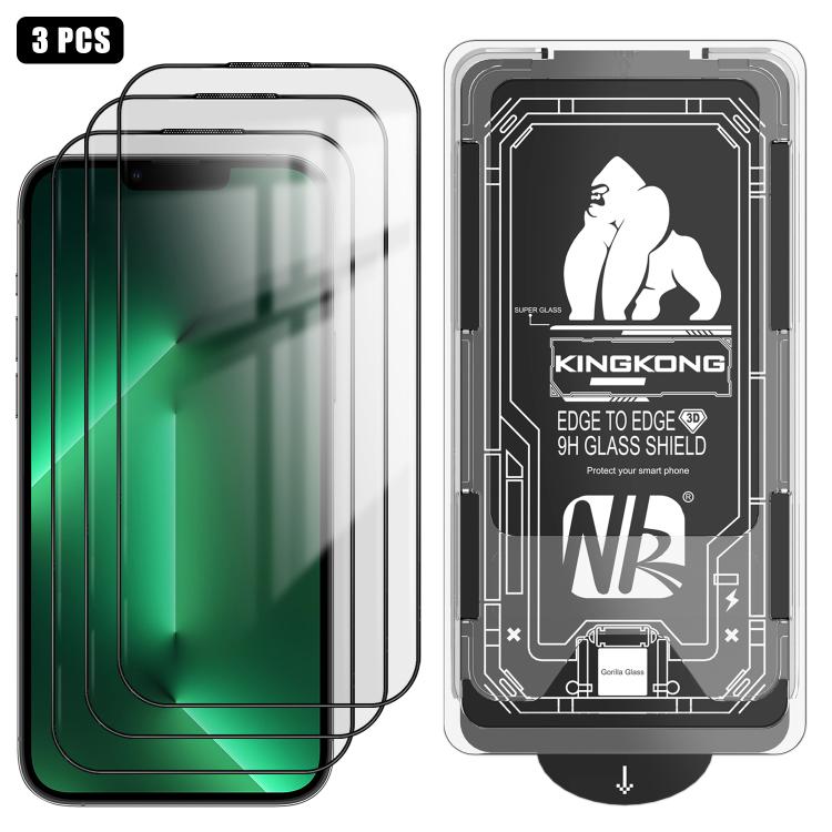 3pcs Easy Install Box Dust-Free 3D Curved Edge HD Electroplated Explosion-Proof Tempered Glass Film, For iPhone 17 Pro Max, For iPhone 17 Pro, For iPhone 17, For iPhone Air, For iPhone 16 Pro Max, For iPhone 16 Pro, For iPhone 16, For iPhone 15 Pro Max...