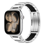 Multi-Faceted Rubber Inlaid Stainless Steel Watch Band, For Apple Watch 46mm / 49mm / 45mm / 44mm, For Apple Watch 42mm / 41mm / 40mm / 38mm