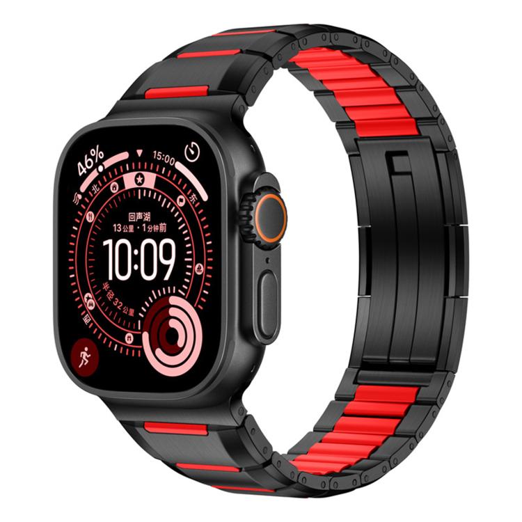 Multi-Faceted Rubber Inlaid Stainless Steel Watch Band, For Apple Watch 46mm / 49mm / 45mm / 44mm, For Apple Watch 42mm / 41mm / 40mm / 38mm