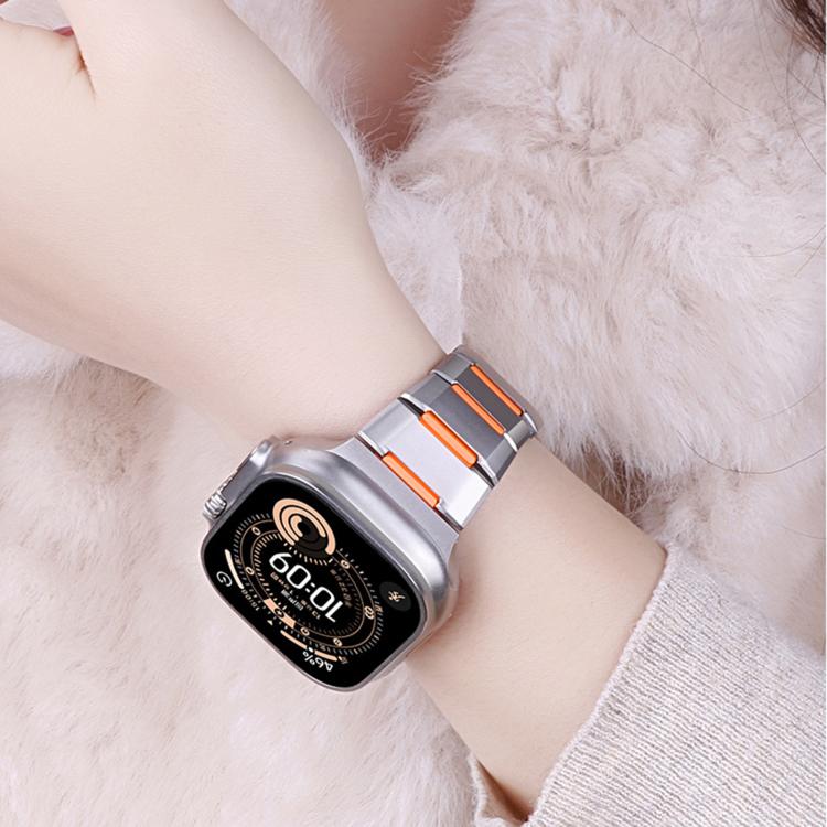 Multi-Faceted Rubber Inlaid Stainless Steel Watch Band, For Apple Watch 46mm / 49mm / 45mm / 44mm, For Apple Watch 42mm / 41mm / 40mm / 38mm