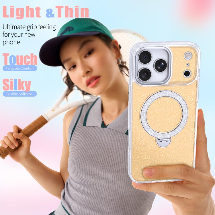 Starry Glitter Magnetic Holder Phone Case, For iPhone 17 Pro Max, For iPhone 17 Pro, For iPhone 17