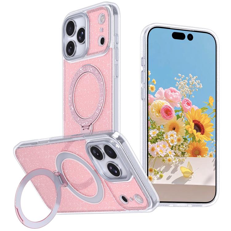 Starry Glitter Magnetic Holder Phone Case, For iPhone 17 Pro Max, For iPhone 17 Pro, For iPhone 17