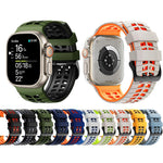 Double Holes Two Color Tire Texture Silicone Watch Band, For Apple Watch 49mm / 46mm / 45mm / 44mm