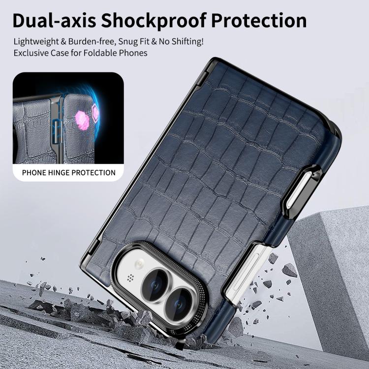 Crocodile Vegan Leather Dual-Hinge Phone case, For iPhone Duo