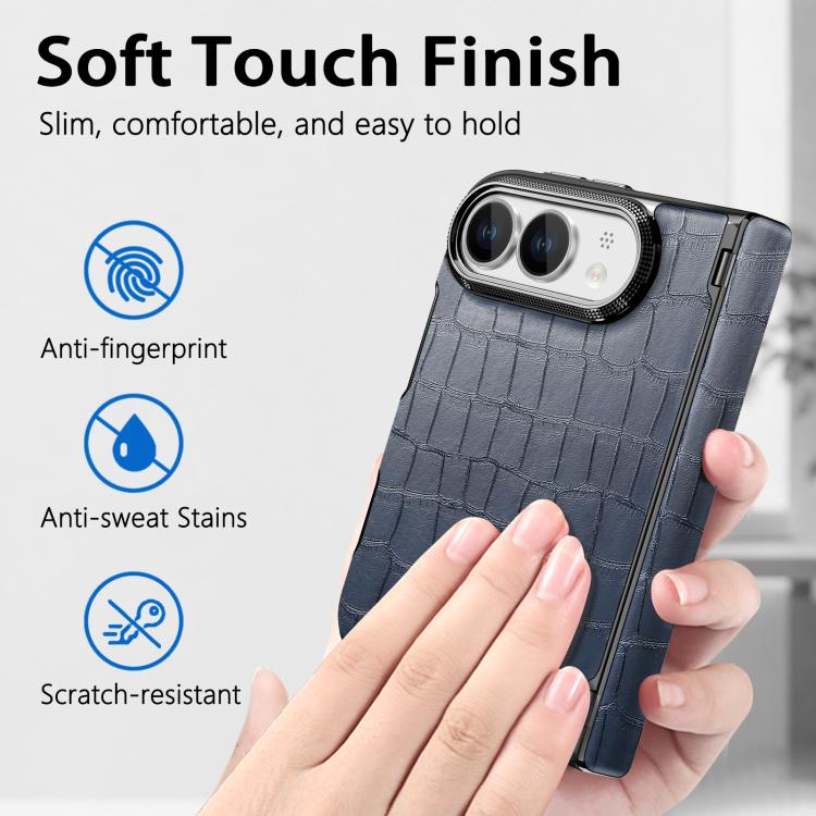 Crocodile Vegan Leather Dual-Hinge Phone case, For iPhone Duo