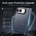 Crocodile Vegan Leather Dual-Hinge Phone case, For iPhone Duo