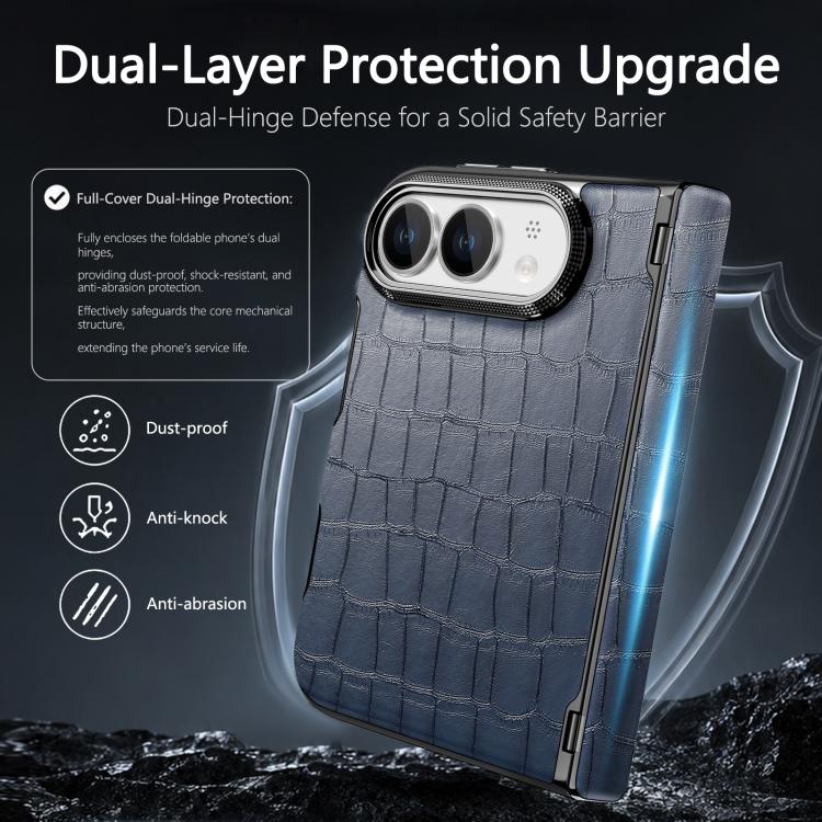 Crocodile Vegan Leather Dual-Hinge Phone case, For iPhone Duo