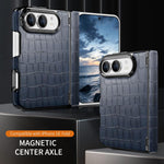 Crocodile Vegan Leather Dual-Hinge Phone case, For iPhone Duo