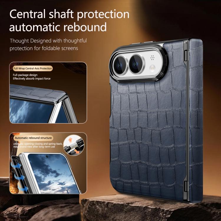 Crocodile Vegan Leather Dual-Hinge Phone case, For iPhone Duo