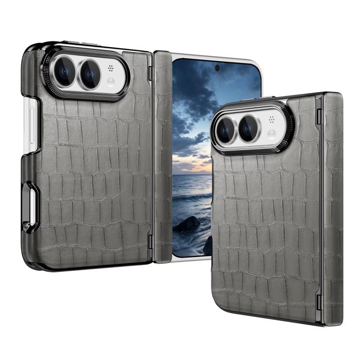 Crocodile Vegan Leather Dual-Hinge Phone case, For iPhone Duo