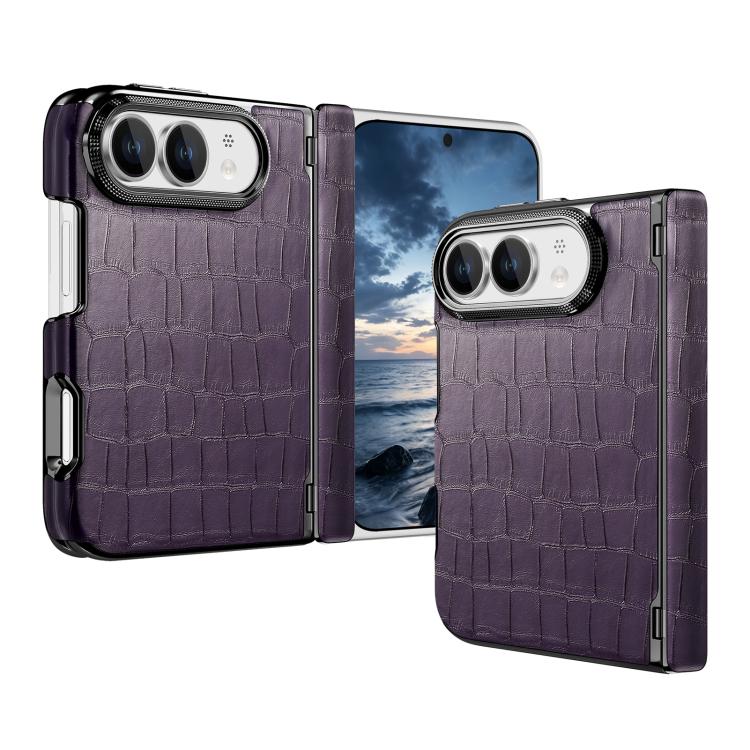 Crocodile Vegan Leather Dual-Hinge Phone case, For iPhone Duo