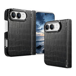 Crocodile Vegan Leather Dual-Hinge Phone case, For iPhone Duo