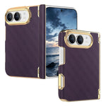 Geometric Mesh Texture Vegan Leather Dual-Hinge Phone Case, For  iPhone Duo