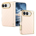 Geometric Mesh Texture Vegan Leather Dual-Hinge Phone Case, For  iPhone Duo