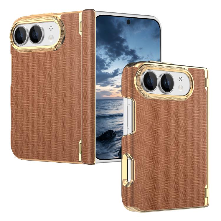 Geometric Mesh Texture Vegan Leather Dual-Hinge Phone Case, For  iPhone Duo