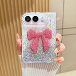 Gradient Glitter Rhinestone Bow Phone Case, For iPhone Duo